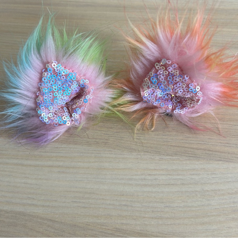 Kritter Klips plush faux fur sequin multicolor clip on cat ear hair accessories